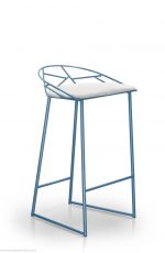 Trica's Stem Modern Stationary Blue Bar Stool with Low Back and White Seat
