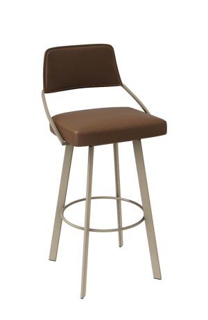 Trica's Taupe Modern Swivel Bar Stool with Back