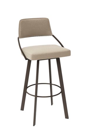 Trica's Wish Brown Modern Swivel Bar Stool with Back