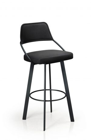 Trica's Wish Modern Black Swivel Bar Stool with Back