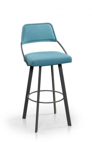 Trica's Wish Upholstered Blue Seat Back Cushion Swivel Bar Stool