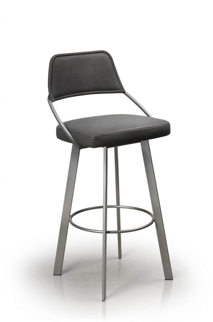 Trica's Wish Upholstered Swivel Bar Stool with Back Upholstered Seat and Back and Metal Finish