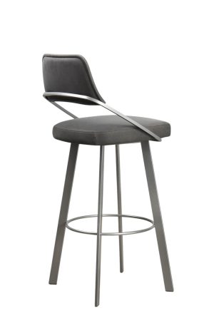 Trica's Wish Upholstered Swivel Bar Stool with Back Upholstered Seat and Back and Metal Finish - Back View