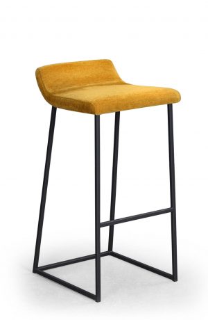 Trica's Zoey Low Back Modern Kitchen Bar Stool in Carbon Metal Finish and Loft 015 Orange Seat/Back Cushion