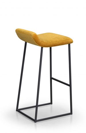 Trica's Zoey Low Back Modern Kitchen Bar Stool in Carbon Metal Finish and Loft 015 Orange Seat/Back Cushion - Back View