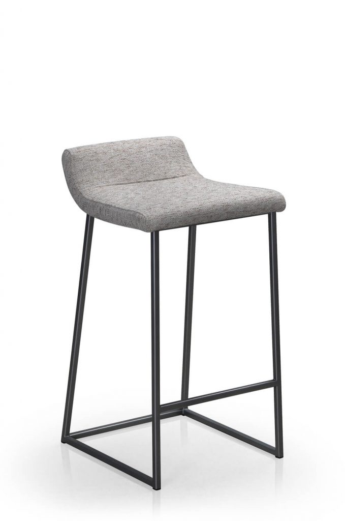Trica's Zoey Modern Non-Swivel Counter Stool in Carbon Black Metal Finish and Branco 114 Fabric