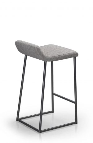 Trica's Zoey Modern Non-Swivel Counter Stool in Carbon Black Metal Finish and Branco 114 Fabric - View of Back