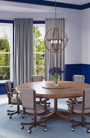 Darafeev's 960 Maple Adjustable Modern Swivel Dining Chair with Button-Tufting in Modern Blue and Gray Dining Room