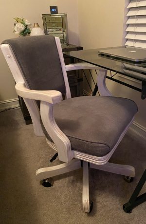 Darafeev's 960 Off-White Dining Chair with Gray Seat/Back Cushion with Arms