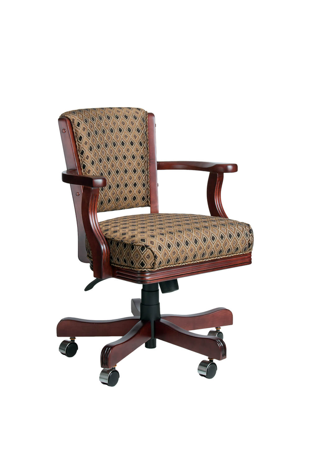 960 Maple Wood Upholstered Arm Game Chair with Casters