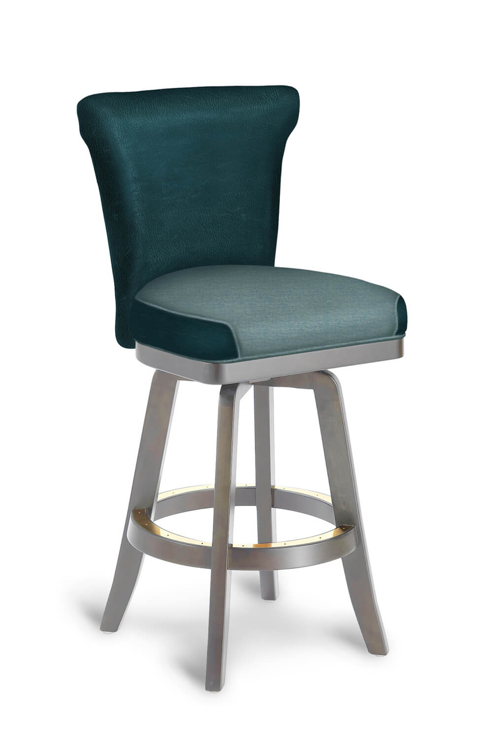 Dara Upholstered Wood Swivel Stool, Teal Leather Bar Chairs