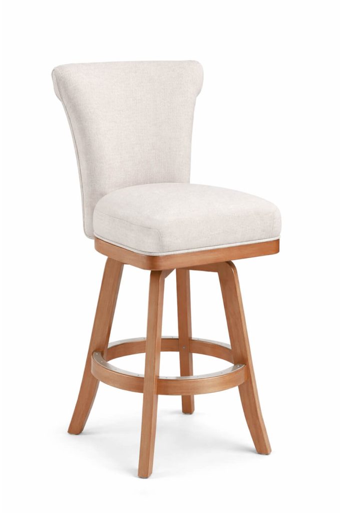 Darafeev's Dara Wood Swivel Bar Stool with Light Colored Fabric