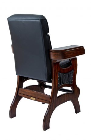 Darafeev's Habana High Back Cigar Chair in Black Leather with Arm Storage, Wood Frame, and Side Pockets with Nailhead Trim - View of Back