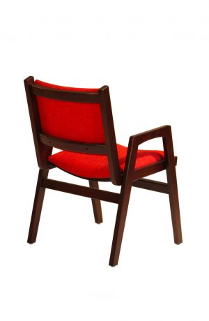 Darafeev's Spencer Arm Wood Stacking Chair in Red Cushion and Wood Frame - Back View