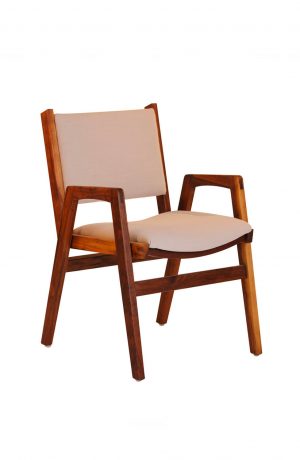 Darafeev's Spencer Walnut Wood Upholstered Stacking Dining Arm Chair