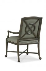 Fairfield's Clayton Upholstered Wood Dining Arm Chair with Casters in Brown - Back View