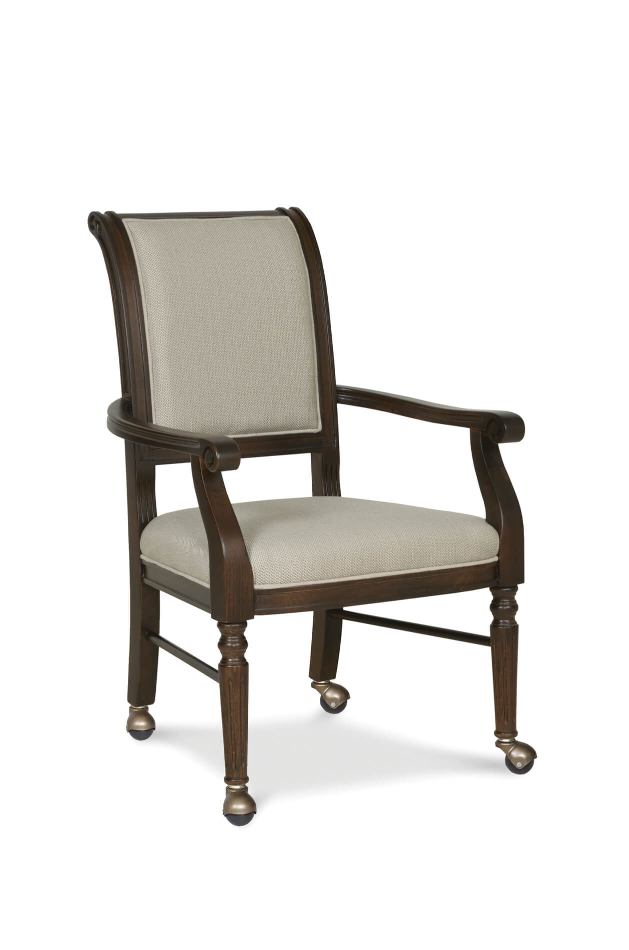 Delano Dining Arm Caster Chair, Padded Kitchen Chairs With Casters