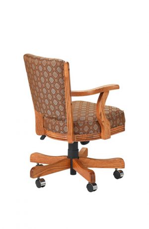 Darafeev's #610 Upholstered Arm Game Chair in Oak Wood - View of Back