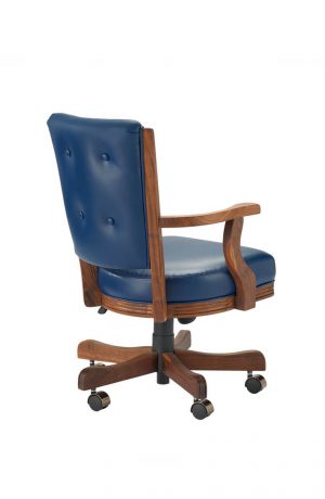 Darafeev's 860 High Back Walnut Game Chair with Arms, Button-Tufting, Casters, and Adjustable Height Lever - View of Back