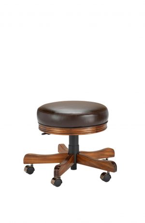 Darafeev's 938 Backless Swivel Adjustable Height Vanity Stool in Maple Wood Finish with Casters