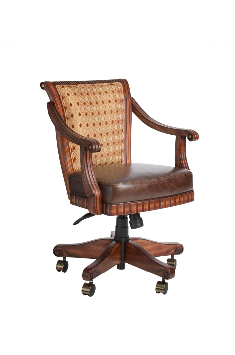 Bellagio Maple Wood Flexback Swivel Adjustable-Height Game Arm Chair