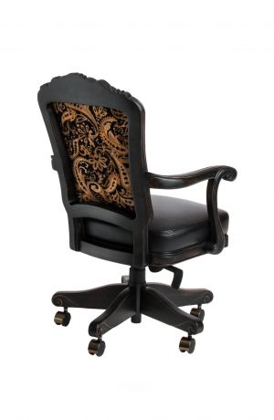Darafeev's Centurion Swivel Luxury Adjustable Game Chair with Arms in Black - with Pattern Upholstery on Back