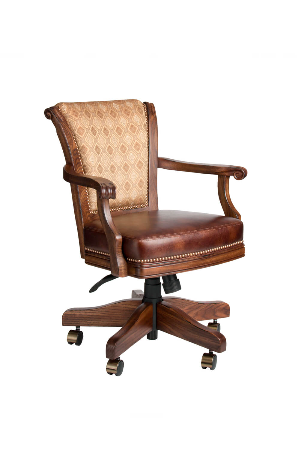 Tufted Brown Leather Adjustable Executive Office Chair- Casters
