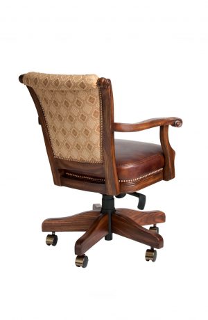 Darafeev's Classic Adjustable Swivel Game Chair with Arms and Nailhead Trim - View of Back