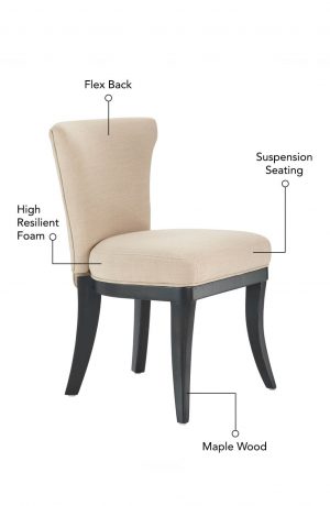 Featuring flex back, suspension seating, high resilient foam, and maple wood frame.