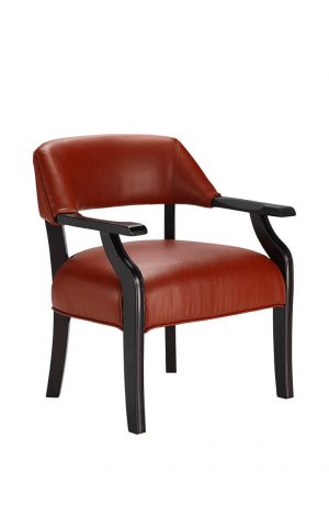 Darafeev's Patriot Upholstered Wood Club Chair with Arms in Red Upholstery and Black Wood Finish