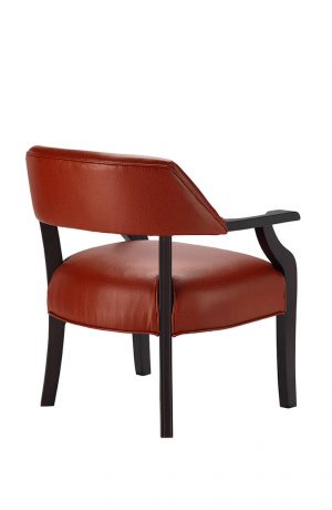 Darafeev's Patriot Upholstered Wood Club Chair with Arms in Red Upholstery and Black Wood Finish - Back View