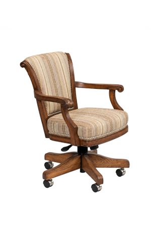 Oak Solid Wood Swivel Caster Chair with Arms - Classic - Darafeev