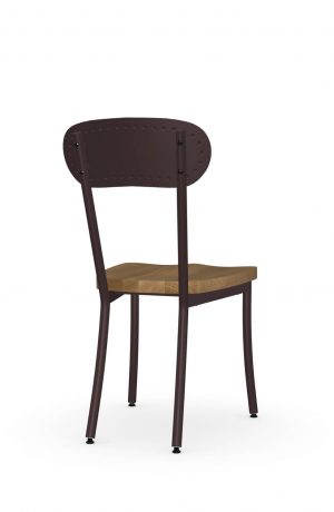 Amisco's Bean Metal Dining Chair with Distressed Wood Seat - Back View