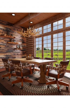 Darafeev's El Dorado Western Dining Chairs in Cowhide in Rustic Western Dining Room