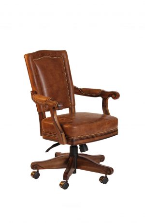 Darafeev's Marsala Luxury Dining Chair Upholstered with Nailhead Trim and Arms, Adjustable and Tilt Swivel