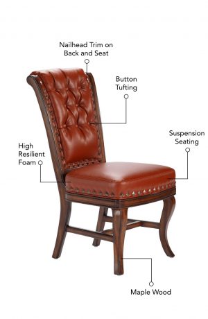 Features nailhead trim on back and seat, high resilient foam, button-tufting on back, suspension seating, and maple wood frame.