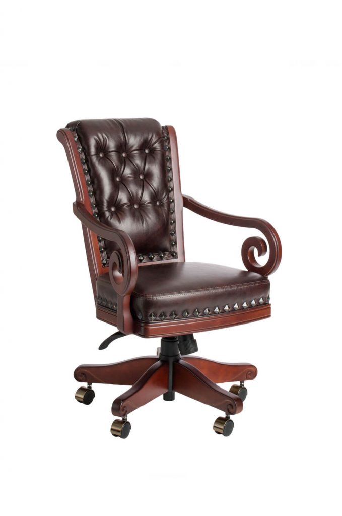 Darafeev's Pizarro Swivel Dining Chair with Button-Tufting on Back, Arms, Nailhead Trim, and Adjustable Seat Height