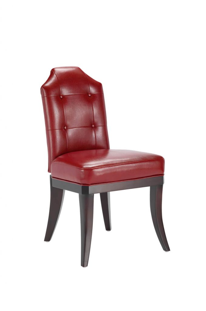 Darafeev's San Marino Flexback Club Chair in Red Faux Leather, Button Tufting on Back, and Wood Frame