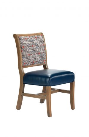 Darafeev's Yorkshire Armless Dining Chair with Blue Seat Cushion and Back Pattern