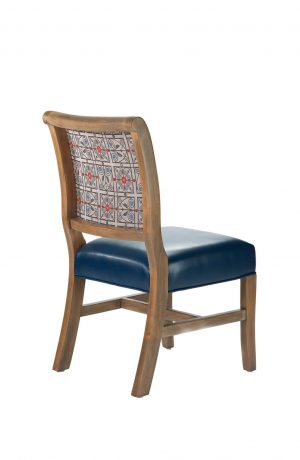 Darafeev's Yorkshire Armless Dining Chair with Blue Seat Cushion and Back Pattern - View of Back