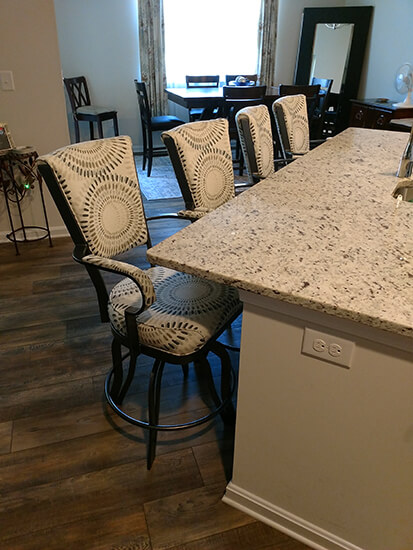 Lisa Furniture's #2545 Tilt Swivel Counter Stools in Silver and Pattern on Seat/Back Cushion - in Transitional Kitchen