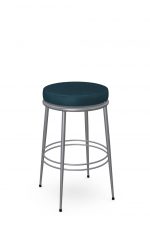 Amisco's Glenn Backless Silver Bar Stool with Round Seat in Teal
