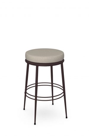 Amisco's Glenn Backless Swivel Bar Stool in Brown with Double Ringed Footrest