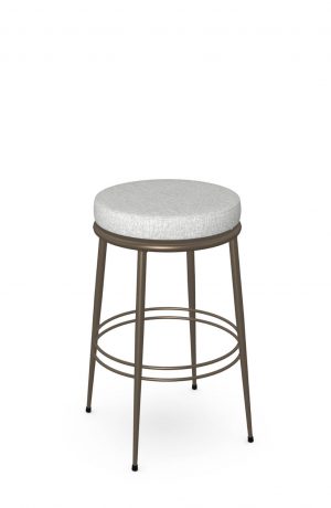 Amisco's Glenn Bronze Backless Circular Bar Stool with Gray Fabric