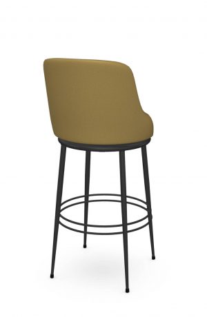 Amisco's Glenn Modern Black Swivel Bar Stool in Mustard Yellow Seat and Back Cushion - View of Back