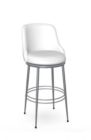 Amisco's Glenn Silver Modern Bar Stool with White Seat and Back