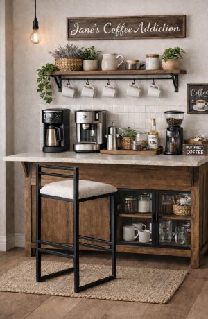 Amisco's Sonoma Black Modern Low Back Bar Stool in Home Coffee Bar