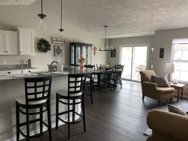 Holland's 3130 Hampton Black Wood Barstool in Transitional Open Concept Kitchen