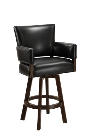 Brown leather upholstered bar stool with arms - Darafeev - Mod