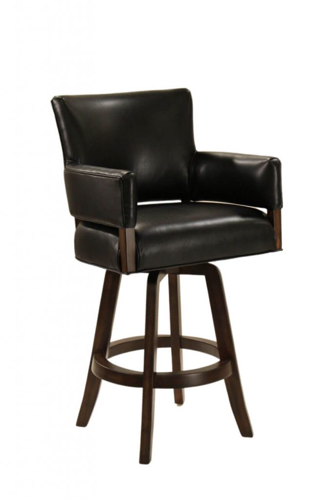 Darafeev's Mod Brown Wood Swivel Bar Stool with Padded Arms